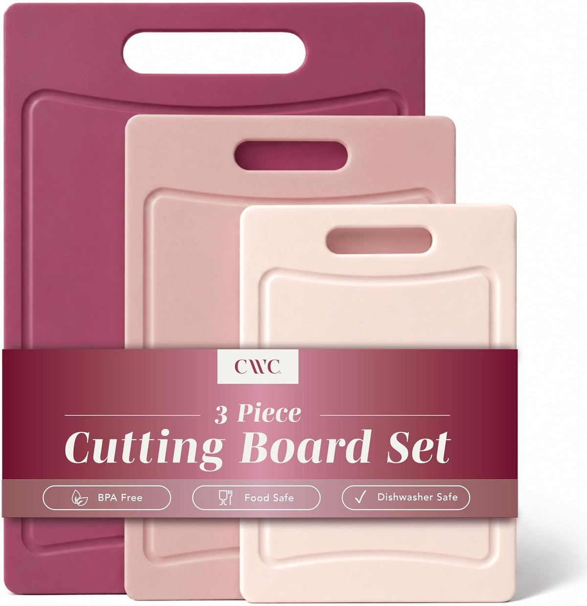 Non-Slip Cutting Board Set – Kitchen Essentials with Easy Grip Handle for Meat, Veggies, and Fruits, 4 Cutting Boards, Brown