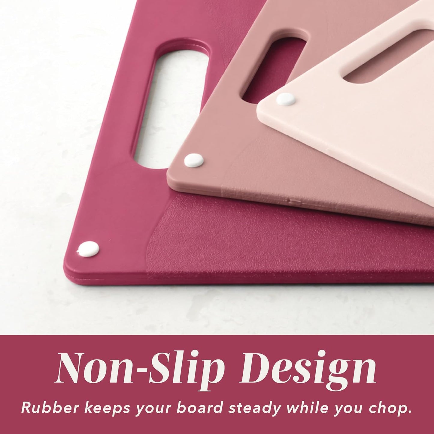 Non-Slip Cutting Board Set – Kitchen Essentials with Easy Grip Handle for Meat, Veggies, and Fruits, 4 Cutting Boards, Brown