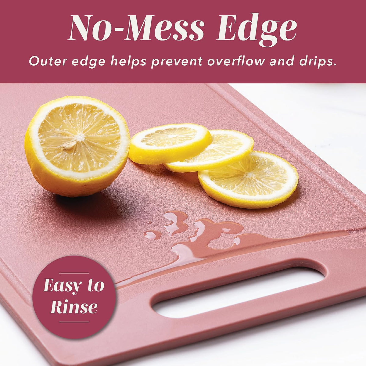 Non-Slip Cutting Board Set – Kitchen Essentials with Easy Grip Handle for Meat, Veggies, and Fruits, 4 Cutting Boards, Brown