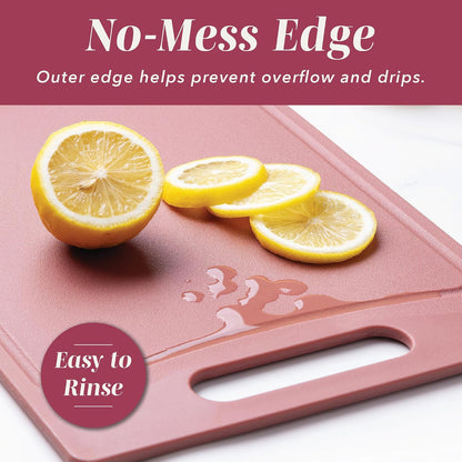 Non-Slip Cutting Board Set – Kitchen Essentials with Easy Grip Handle for Meat, Veggies, and Fruits, 4 Cutting Boards, Brown