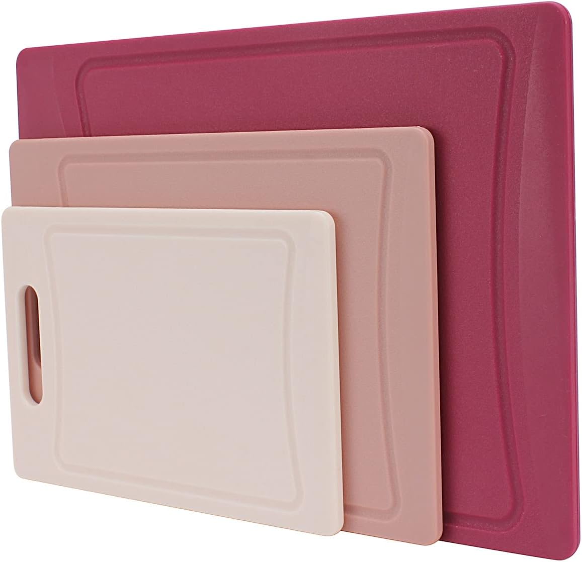 Non-Slip Cutting Board Set – Kitchen Essentials with Easy Grip Handle for Meat, Veggies, and Fruits, 4 Cutting Boards, Brown