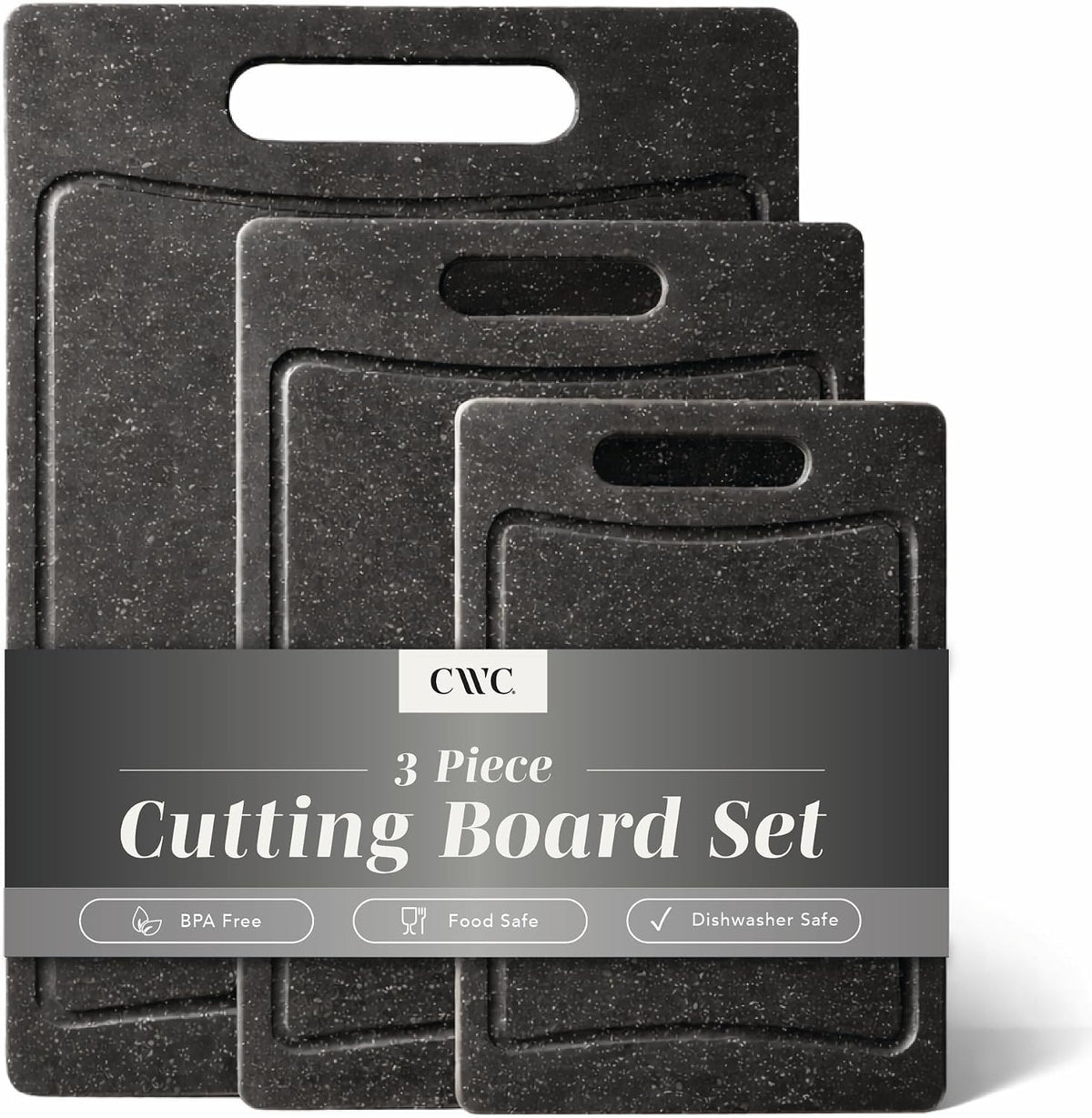 Non-Slip Cutting Board Set – Kitchen Essentials with Easy Grip Handle for Meat, Veggies, and Fruits, 4 Cutting Boards, Brown