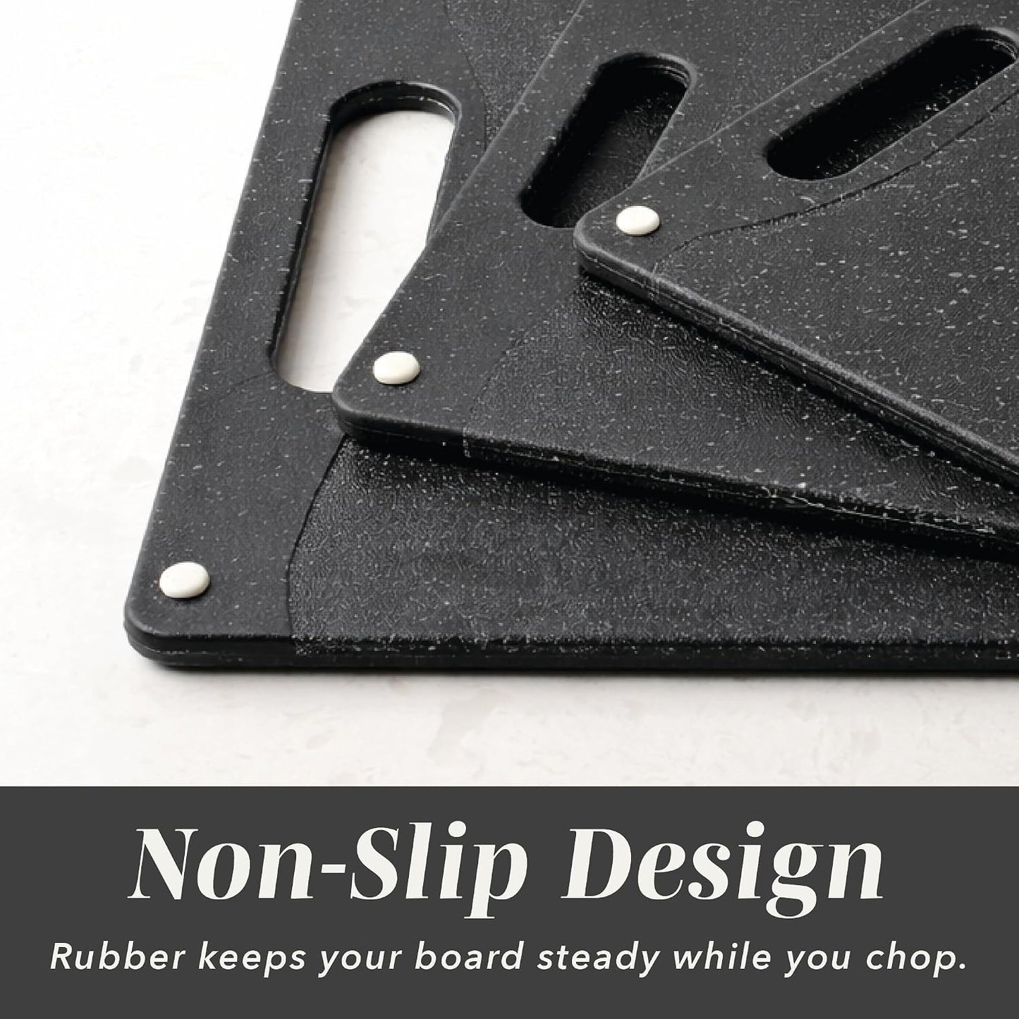 Non-Slip Cutting Board Set – Kitchen Essentials with Easy Grip Handle for Meat, Veggies, and Fruits, 4 Cutting Boards, Brown