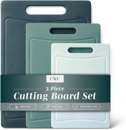 Non-Slip Cutting Board Set – Kitchen Essentials with Easy Grip Handle for Meat, Veggies, and Fruits, 4 Cutting Boards, Brown