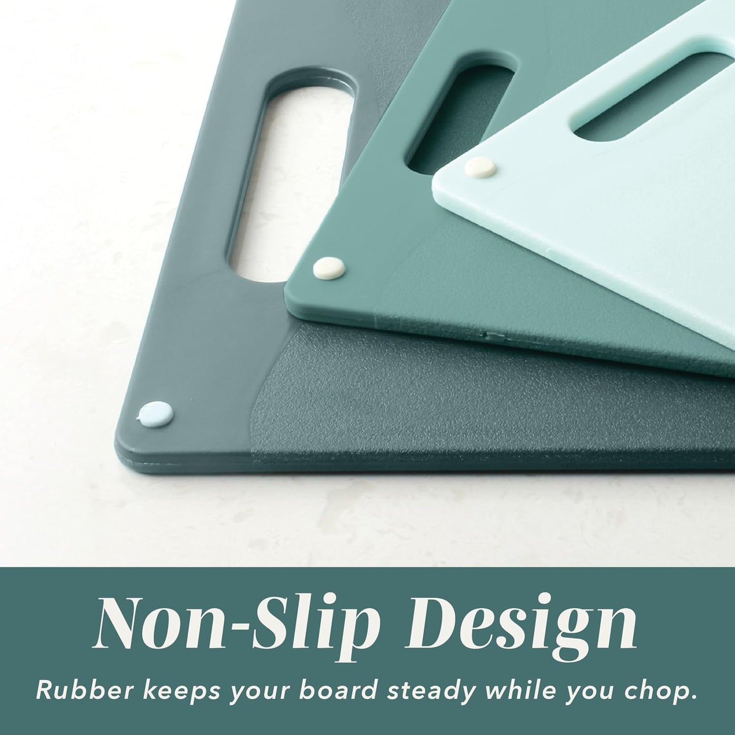 Non-Slip Cutting Board Set – Kitchen Essentials with Easy Grip Handle for Meat, Veggies, and Fruits, 4 Cutting Boards, Brown