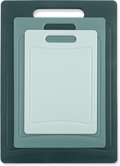 Non-Slip Cutting Board Set – Kitchen Essentials with Easy Grip Handle for Meat, Veggies, and Fruits, 4 Cutting Boards, Brown