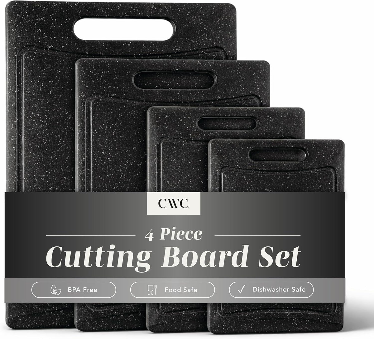 Non-Slip Cutting Board Set – Kitchen Essentials with Easy Grip Handle for Meat, Veggies, and Fruits, 4 Cutting Boards, Brown