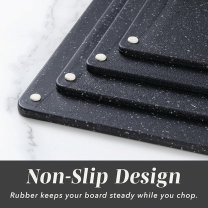 Non-Slip Cutting Board Set – Kitchen Essentials with Easy Grip Handle for Meat, Veggies, and Fruits, 4 Cutting Boards, Brown