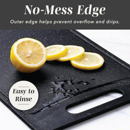 Non-Slip Cutting Board Set – Kitchen Essentials with Easy Grip Handle for Meat, Veggies, and Fruits, 4 Cutting Boards, Brown