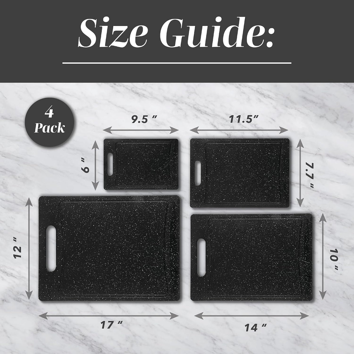 Non-Slip Cutting Board Set – Kitchen Essentials with Easy Grip Handle for Meat, Veggies, and Fruits, 4 Cutting Boards, Brown