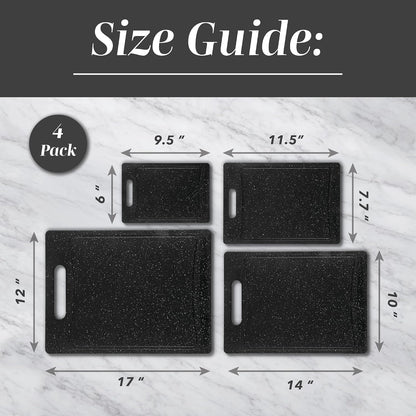 Non-Slip Cutting Board Set – Kitchen Essentials with Easy Grip Handle for Meat, Veggies, and Fruits, 4 Cutting Boards, Brown