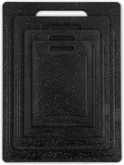 Non-Slip Cutting Board Set – Kitchen Essentials with Easy Grip Handle for Meat, Veggies, and Fruits, 4 Cutting Boards, Brown