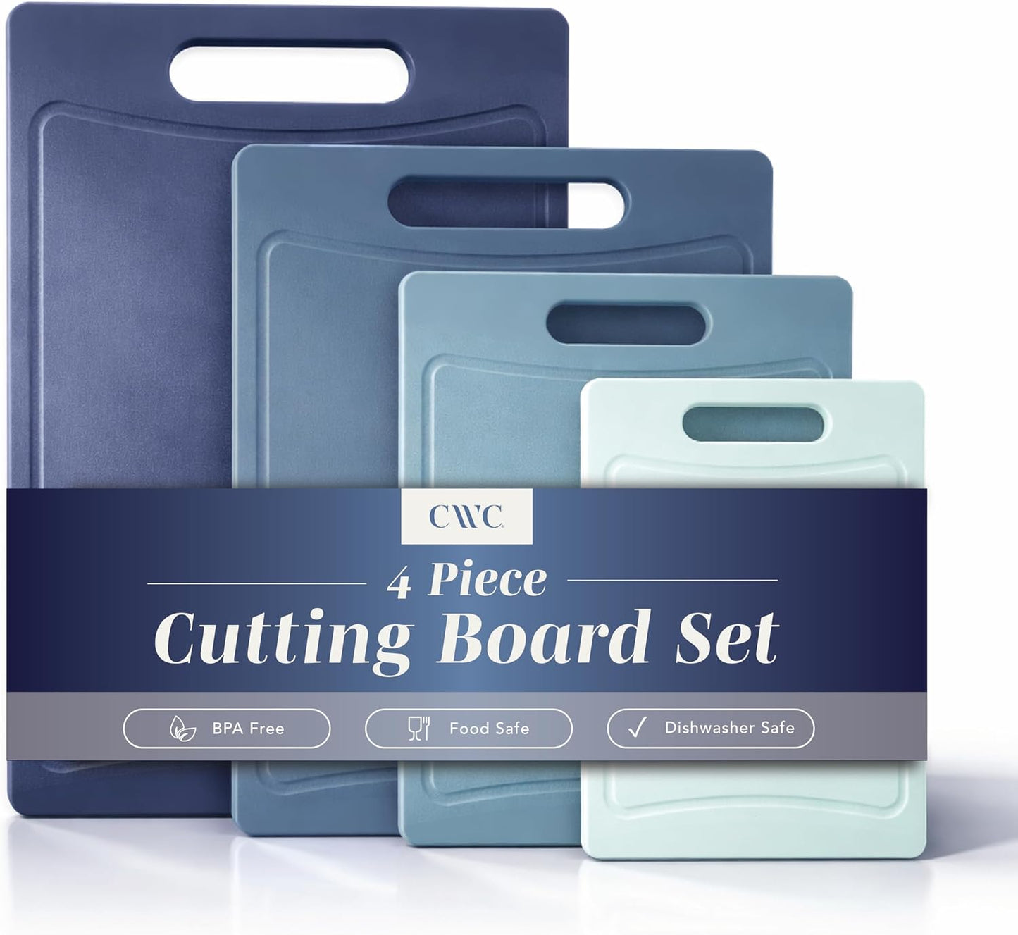 Non-Slip Cutting Board Set – Kitchen Essentials with Easy Grip Handle for Meat, Veggies, and Fruits, 4 Cutting Boards, Brown