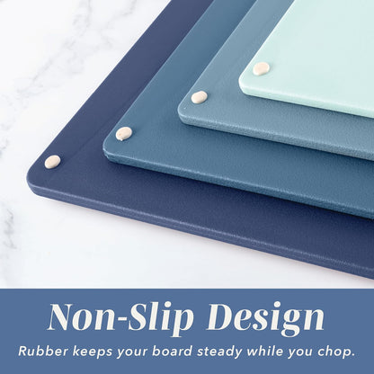 Non-Slip Cutting Board Set – Kitchen Essentials with Easy Grip Handle for Meat, Veggies, and Fruits, 4 Cutting Boards, Brown