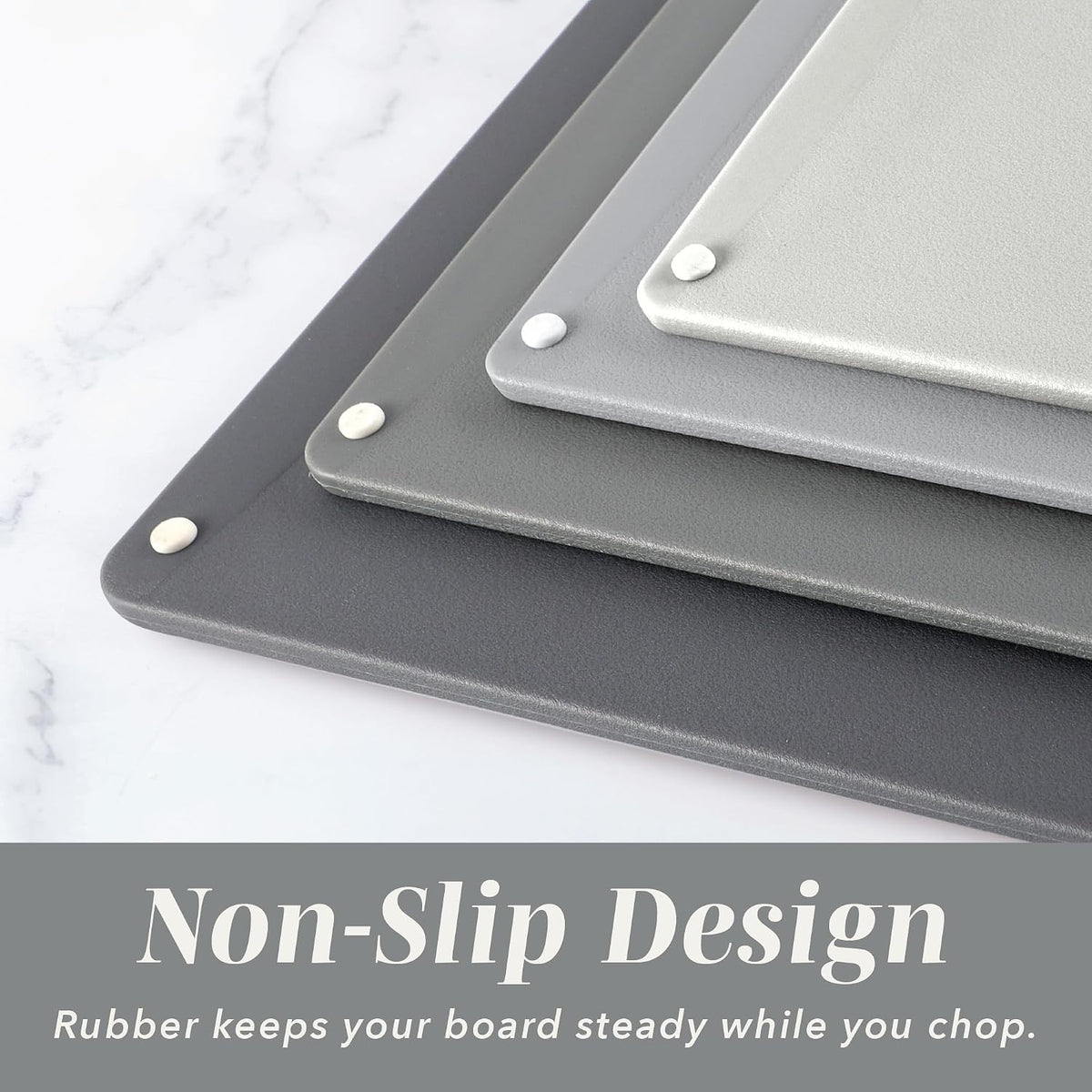 Non-Slip Cutting Board Set – Kitchen Essentials with Easy Grip Handle for Meat, Veggies, and Fruits, 4 Cutting Boards, Brown