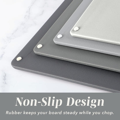 Non-Slip Cutting Board Set – Kitchen Essentials with Easy Grip Handle for Meat, Veggies, and Fruits, 4 Cutting Boards, Brown