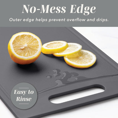Non-Slip Cutting Board Set – Kitchen Essentials with Easy Grip Handle for Meat, Veggies, and Fruits, 4 Cutting Boards, Brown