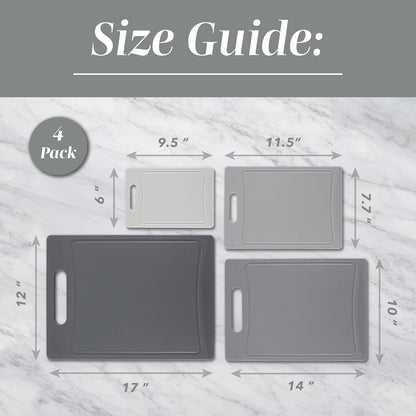 Non-Slip Cutting Board Set – Kitchen Essentials with Easy Grip Handle for Meat, Veggies, and Fruits, 4 Cutting Boards, Brown
