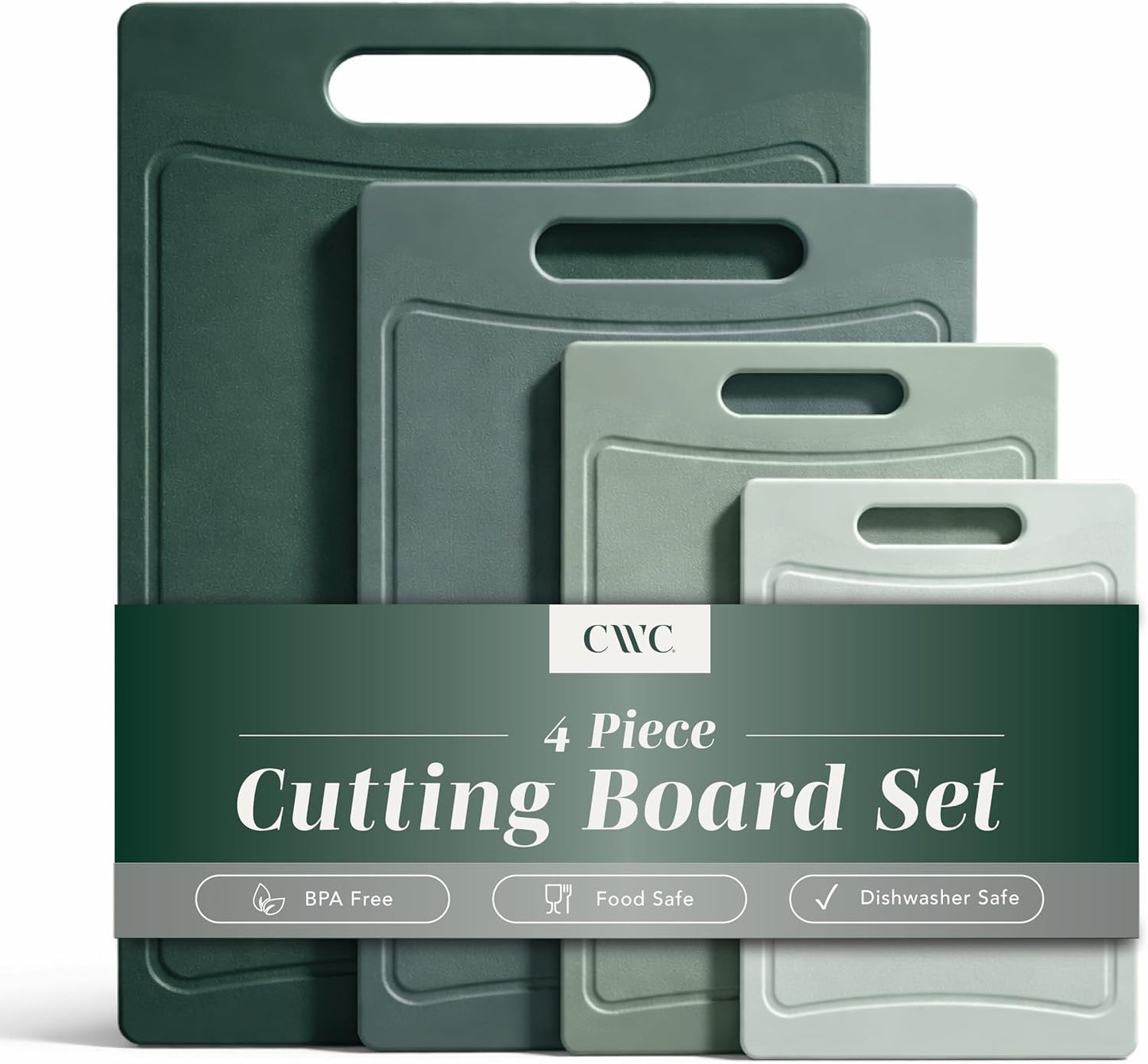 Non-Slip Cutting Board Set – Kitchen Essentials with Easy Grip Handle for Meat, Veggies, and Fruits, 4 Cutting Boards, Brown