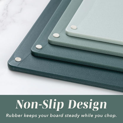 Non-Slip Cutting Board Set – Kitchen Essentials with Easy Grip Handle for Meat, Veggies, and Fruits, 4 Cutting Boards, Brown