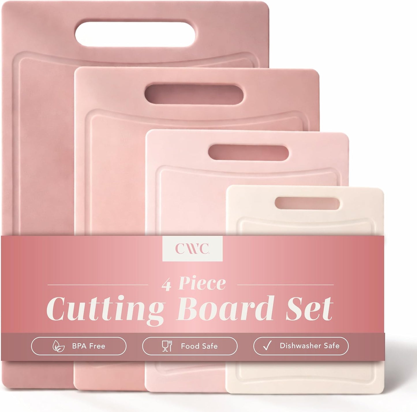 Non-Slip Cutting Board Set – Kitchen Essentials with Easy Grip Handle for Meat, Veggies, and Fruits, 4 Cutting Boards, Brown