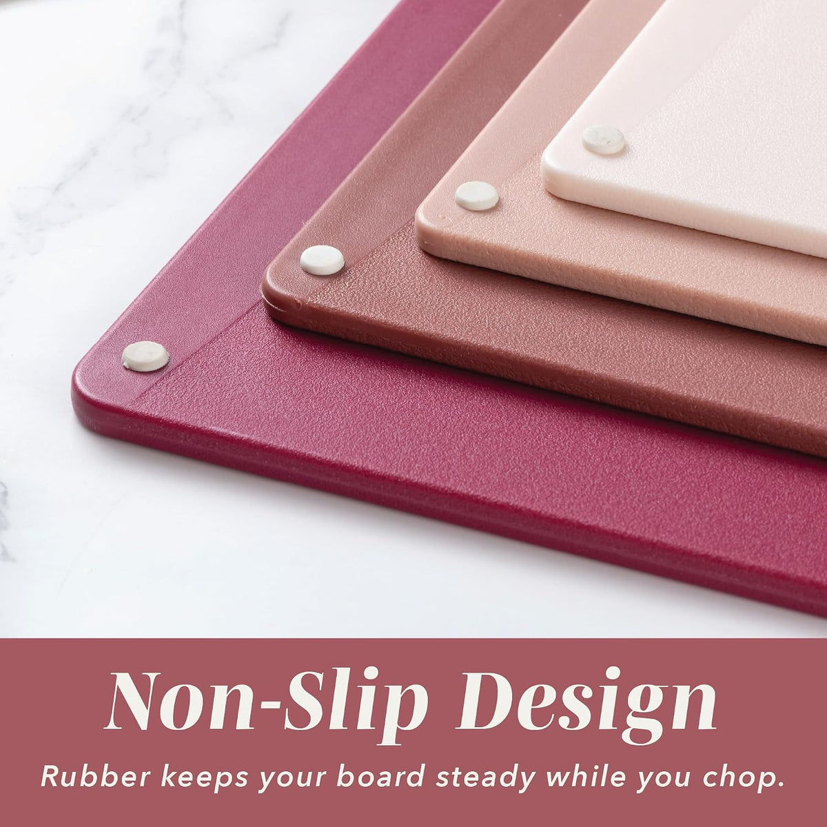 Non-Slip Cutting Board Set – Kitchen Essentials with Easy Grip Handle for Meat, Veggies, and Fruits, 4 Cutting Boards, Brown