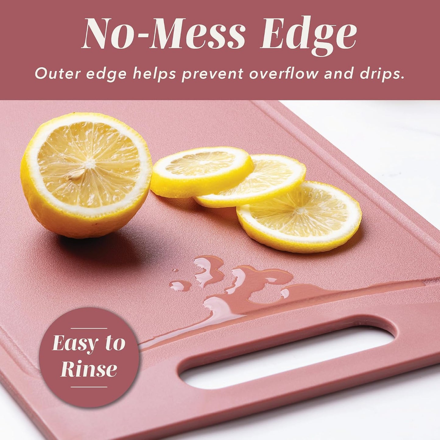 Non-Slip Cutting Board Set – Kitchen Essentials with Easy Grip Handle for Meat, Veggies, and Fruits, 4 Cutting Boards, Brown