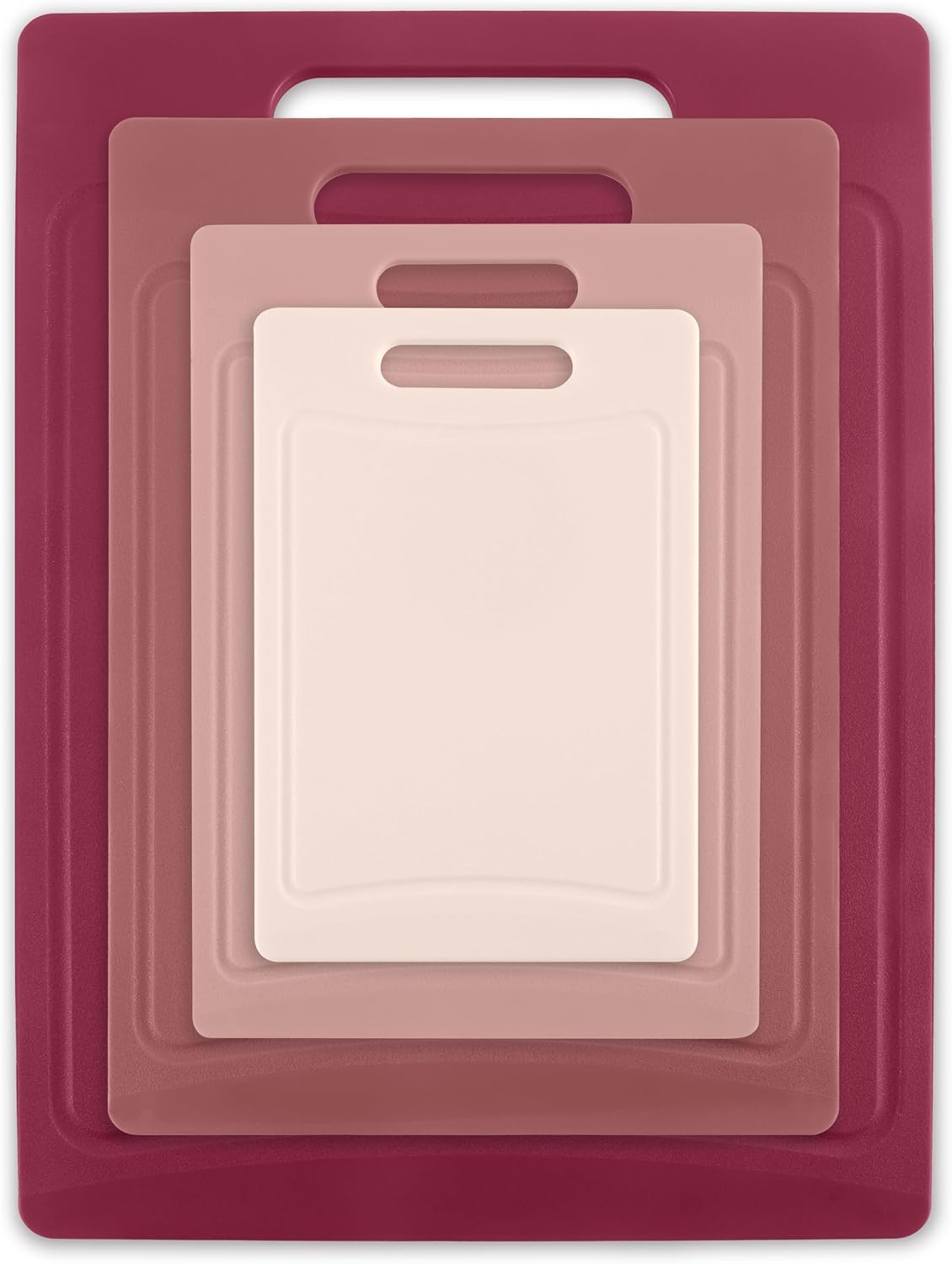Non-Slip Cutting Board Set – Kitchen Essentials with Easy Grip Handle for Meat, Veggies, and Fruits, 4 Cutting Boards, Brown