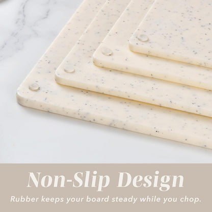 Non-Slip Cutting Board Set – Kitchen Essentials with Easy Grip Handle for Meat, Veggies, and Fruits, 4 Cutting Boards, Brown