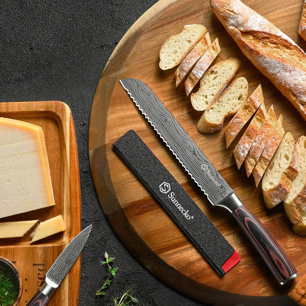 8" Serrated Bread Knife, High Carbon German Steel Sourdough Knife