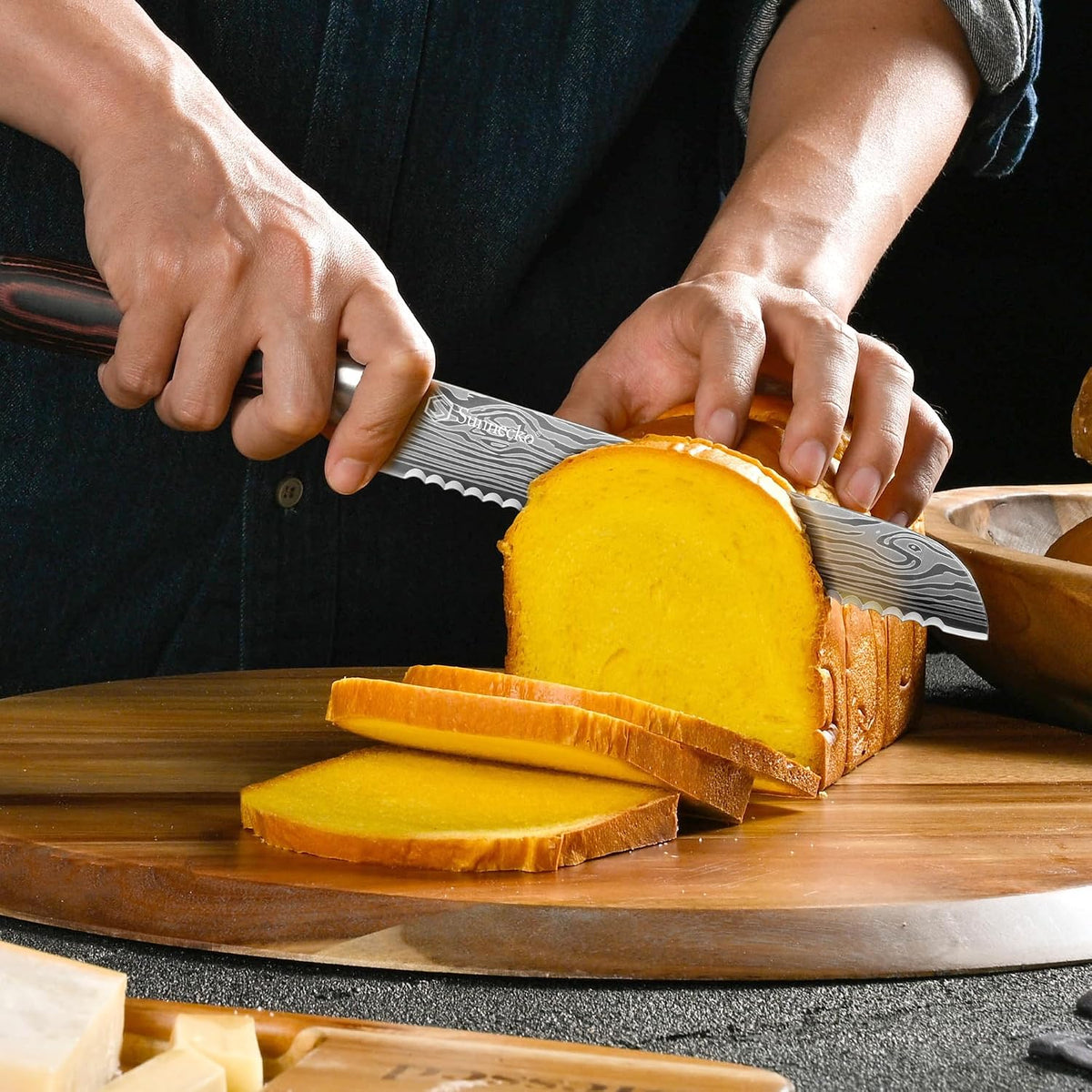 8" Serrated Bread Knife, High Carbon German Steel Sourdough Knife