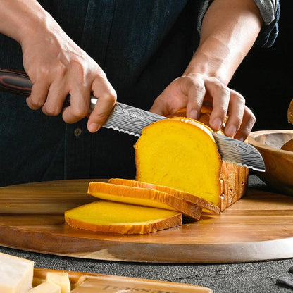 8" Serrated Bread Knife, High Carbon German Steel Sourdough Knife