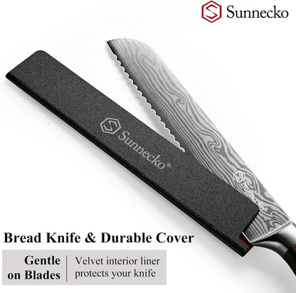 8" Serrated Bread Knife, High Carbon German Steel Sourdough Knife