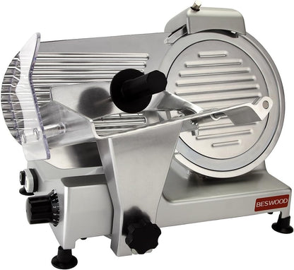 10" Electric Deli Meat Slicer, Cheese Food Slicer with Premium Chromium-plated Steel Blade, for Commercial and for Home Use 240W, BESWOOD250