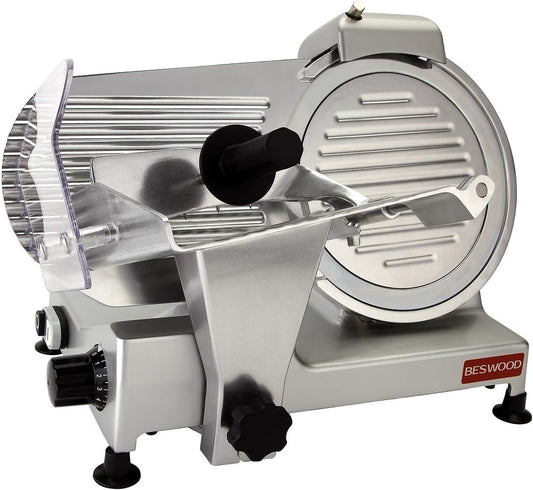 10" Electric Deli Meat Slicer, Cheese Food Slicer with Premium Chromium-plated Steel Blade, for Commercial and for Home Use 240W, BESWOOD250