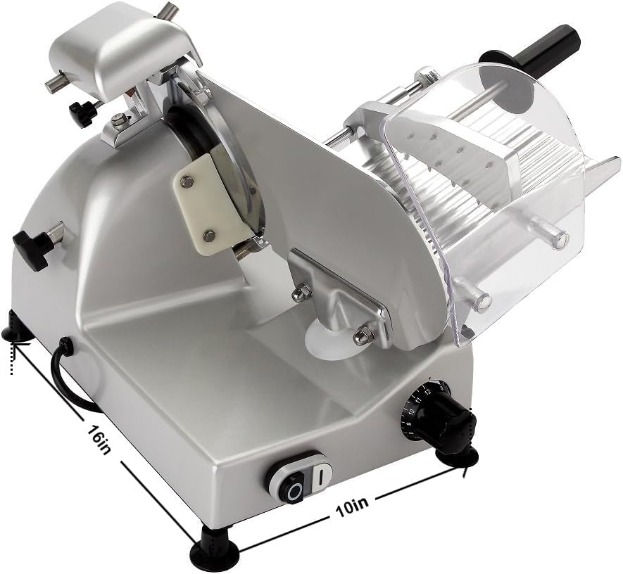 10" Electric Deli Meat Slicer, Cheese Food Slicer with Premium Chromium-plated Steel Blade, for Commercial and for Home Use 240W, BESWOOD250