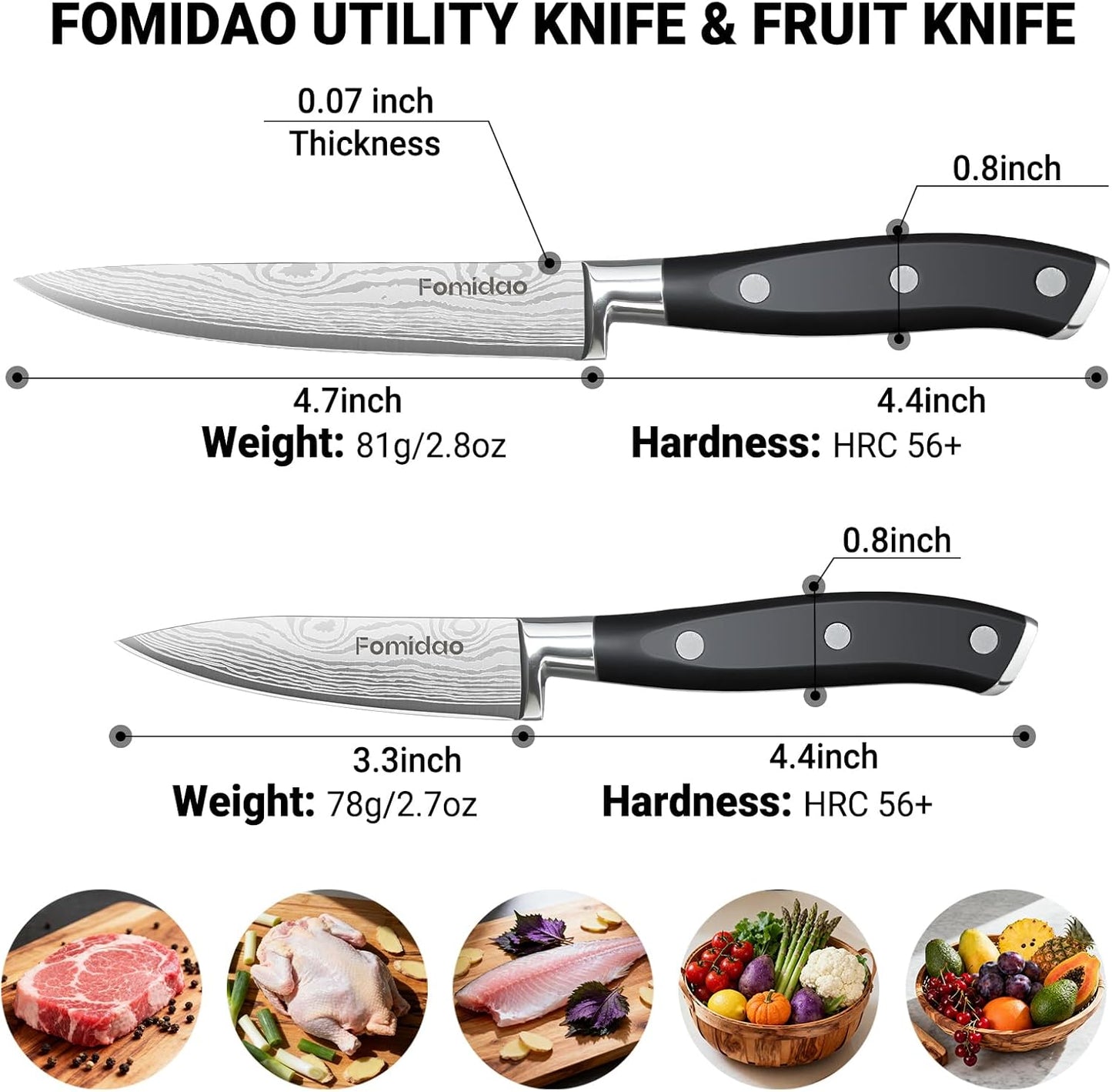 Santoku Knife 7 Inch, Razor Sharp Santoku Knife Set, High Carbon Steel Japanese Chef Knife, Professional Kitchen Knife Set with Full Tang Handle Design for Home Kitchen Coooking