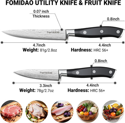 Santoku Knife 7 Inch, Razor Sharp Santoku Knife Set, High Carbon Steel Japanese Chef Knife, Professional Kitchen Knife Set with Full Tang Handle Design for Home Kitchen Coooking