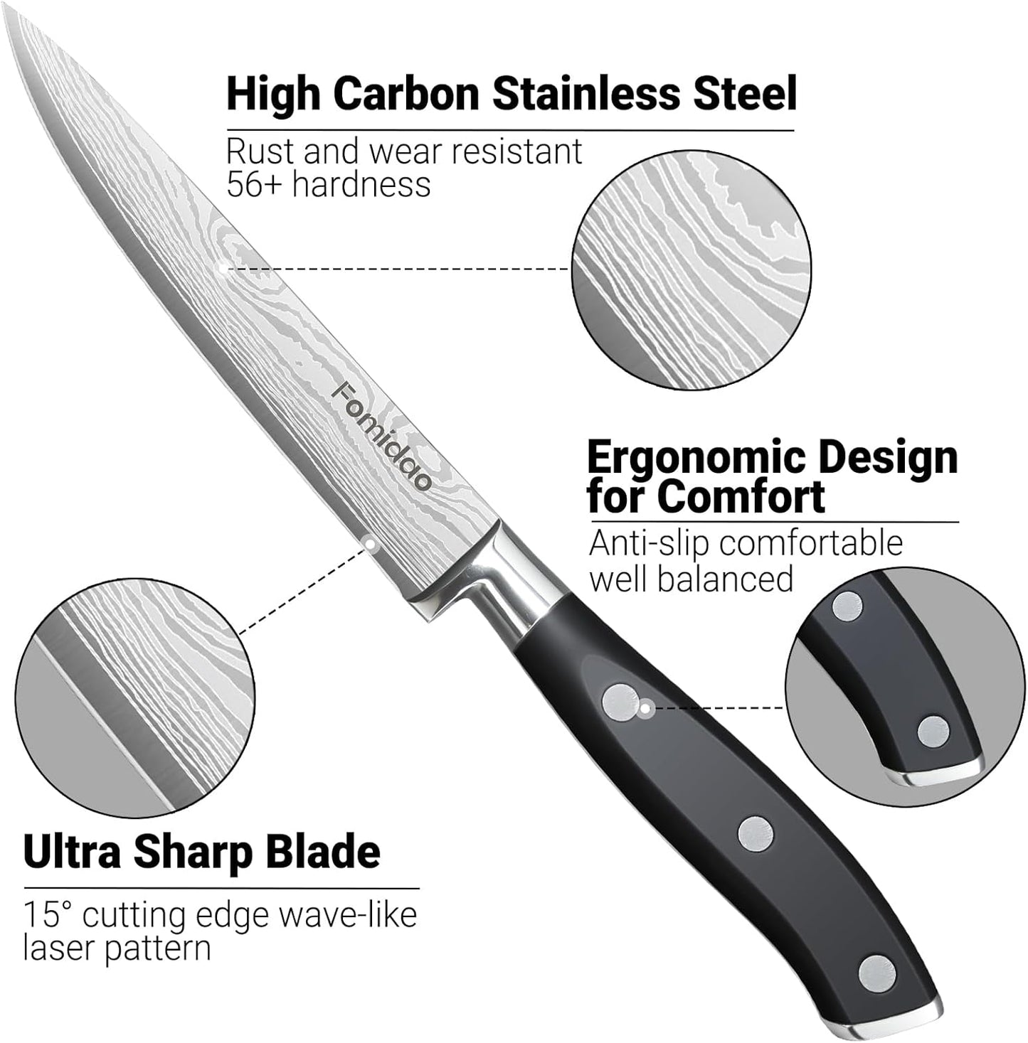 Santoku Knife 7 Inch, Razor Sharp Santoku Knife Set, High Carbon Steel Japanese Chef Knife, Professional Kitchen Knife Set with Full Tang Handle Design for Home Kitchen Coooking
