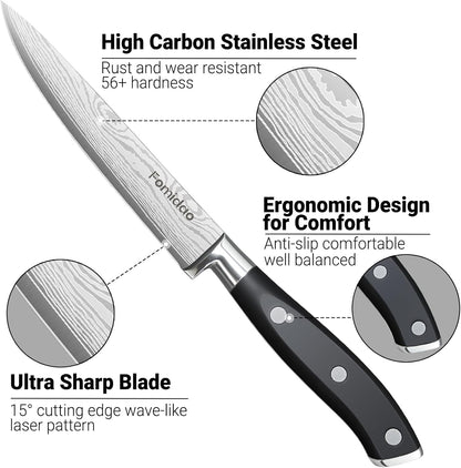 Santoku Knife 7 Inch, Razor Sharp Santoku Knife Set, High Carbon Steel Japanese Chef Knife, Professional Kitchen Knife Set with Full Tang Handle Design for Home Kitchen Coooking
