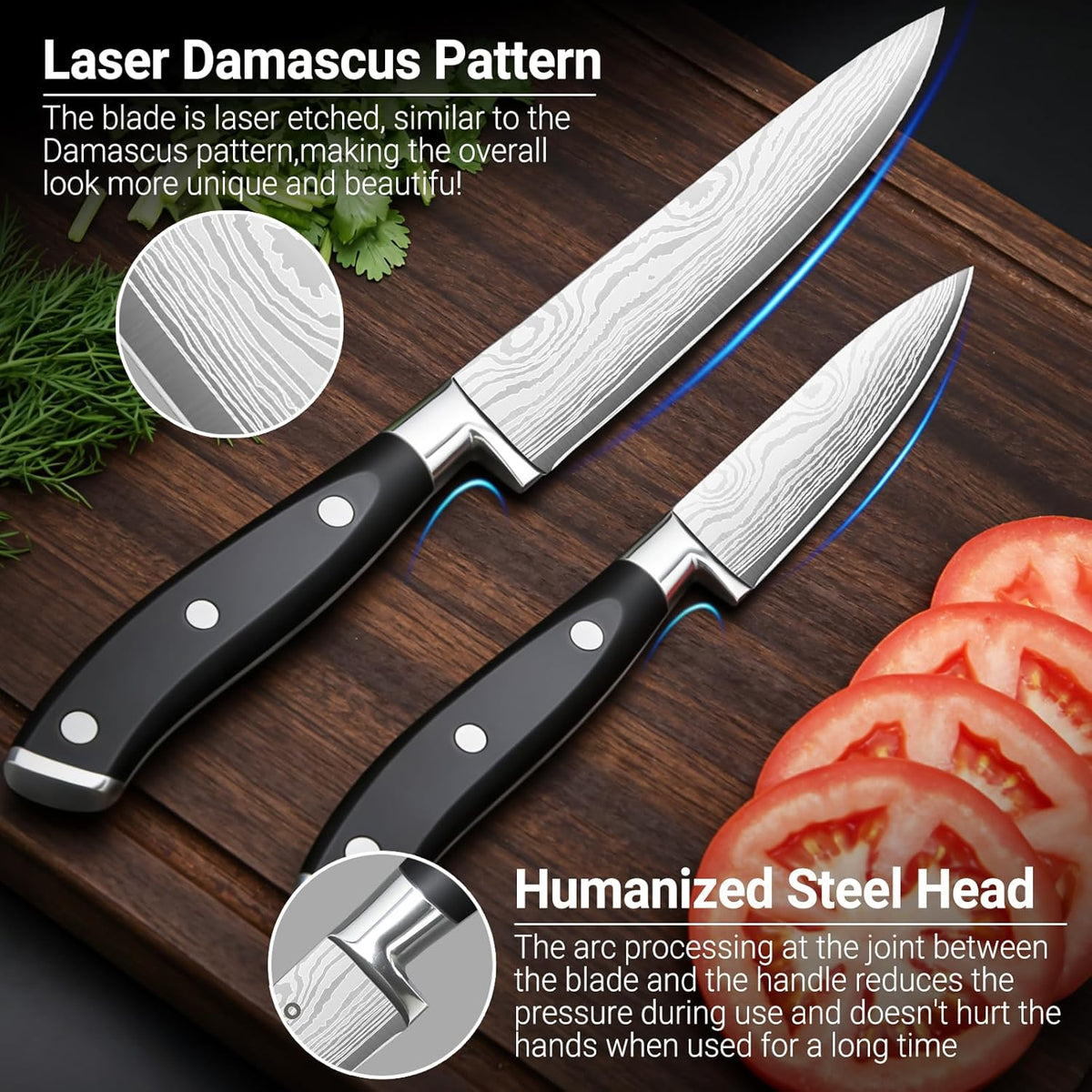 Santoku Knife 7 Inch, Razor Sharp Santoku Knife Set, High Carbon Steel Japanese Chef Knife, Professional Kitchen Knife Set with Full Tang Handle Design for Home Kitchen Coooking