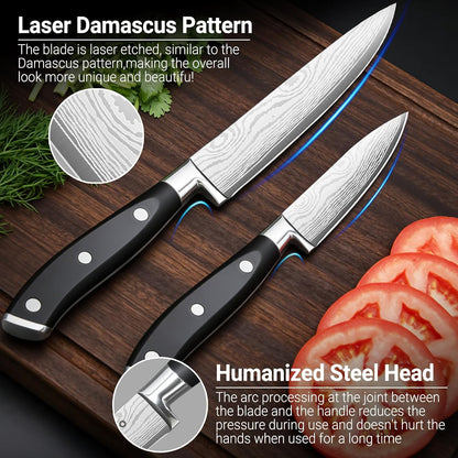 Santoku Knife 7 Inch, Razor Sharp Santoku Knife Set, High Carbon Steel Japanese Chef Knife, Professional Kitchen Knife Set with Full Tang Handle Design for Home Kitchen Coooking