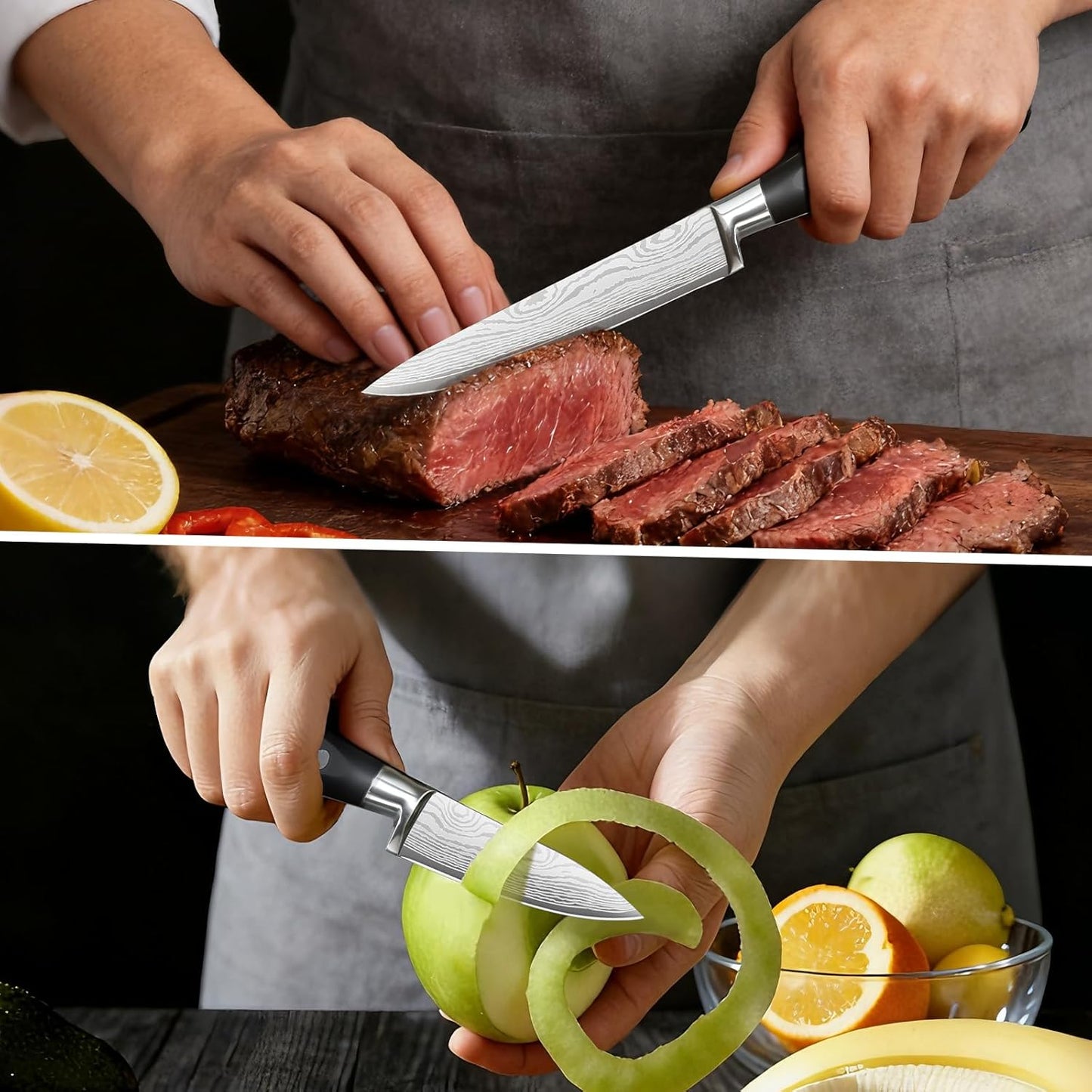 Santoku Knife 7 Inch, Razor Sharp Santoku Knife Set, High Carbon Steel Japanese Chef Knife, Professional Kitchen Knife Set with Full Tang Handle Design for Home Kitchen Coooking