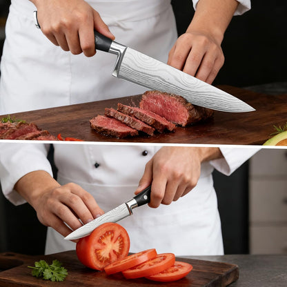 Santoku Knife 7 Inch, Razor Sharp Santoku Knife Set, High Carbon Steel Japanese Chef Knife, Professional Kitchen Knife Set with Full Tang Handle Design for Home Kitchen Coooking