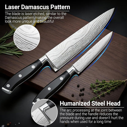 Santoku Knife 7 Inch, Razor Sharp Santoku Knife Set, High Carbon Steel Japanese Chef Knife, Professional Kitchen Knife Set with Full Tang Handle Design for Home Kitchen Coooking
