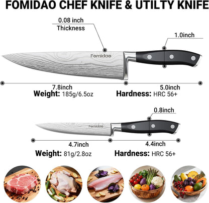 Santoku Knife 7 Inch, Razor Sharp Santoku Knife Set, High Carbon Steel Japanese Chef Knife, Professional Kitchen Knife Set with Full Tang Handle Design for Home Kitchen Coooking