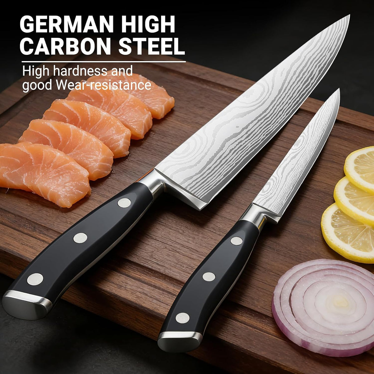 Santoku Knife 7 Inch, Razor Sharp Santoku Knife Set, High Carbon Steel Japanese Chef Knife, Professional Kitchen Knife Set with Full Tang Handle Design for Home Kitchen Coooking