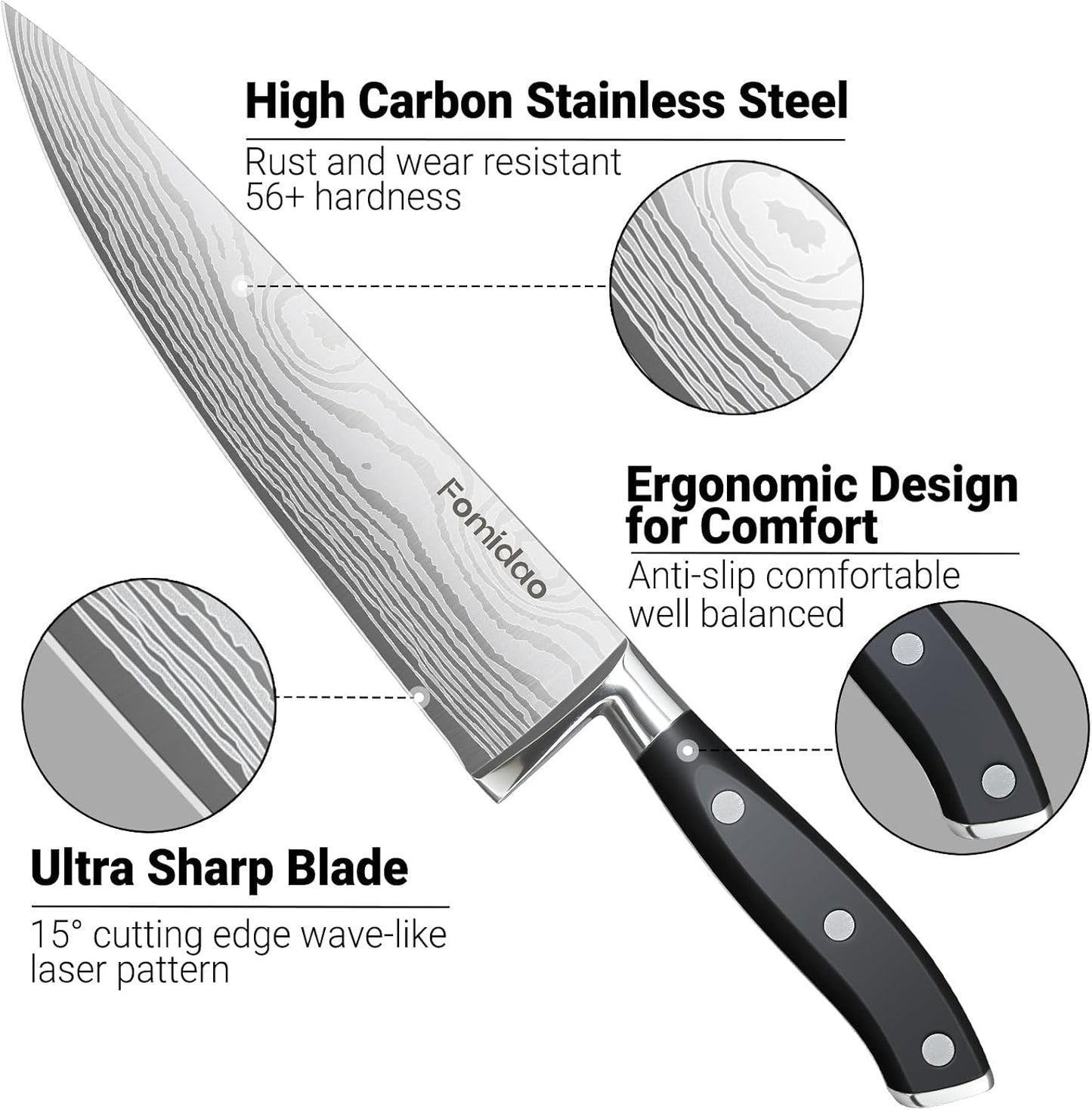 Santoku Knife 7 Inch, Razor Sharp Santoku Knife Set, High Carbon Steel Japanese Chef Knife, Professional Kitchen Knife Set with Full Tang Handle Design for Home Kitchen Coooking