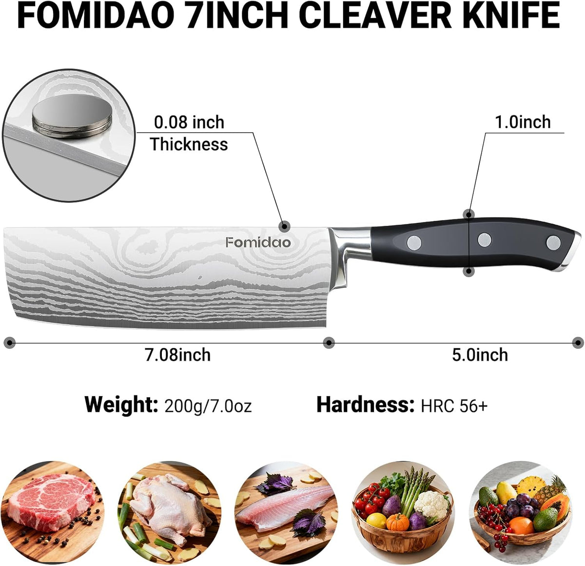 Santoku Knife 7 Inch, Razor Sharp Santoku Knife Set, High Carbon Steel Japanese Chef Knife, Professional Kitchen Knife Set with Full Tang Handle Design for Home Kitchen Coooking