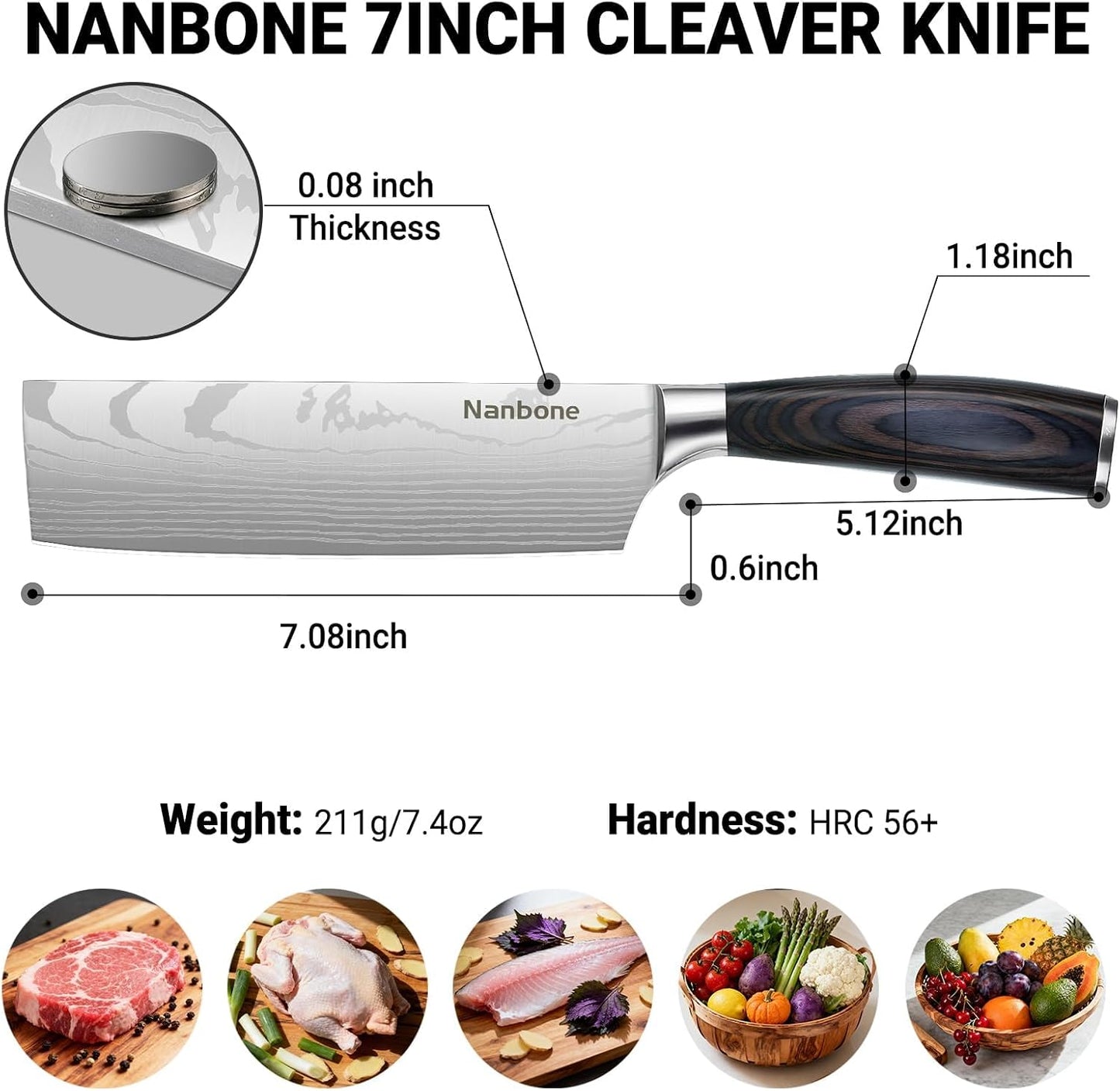 Santoku Knife 7 Inch, Razor Sharp Santoku Knife Set, High Carbon Steel Japanese Chef Knife, Professional Kitchen Knife Set with Full Tang Handle Design for Home Kitchen Coooking